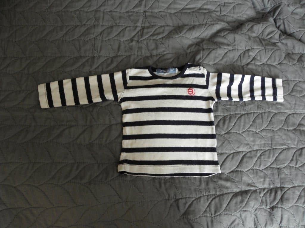 Goedkoop wit blauw katoenen bretons shirt BIEN BLEU Petit 68, Gebruikt, Bien Bleu Petit, Ophalen of Verzenden, Jongetje