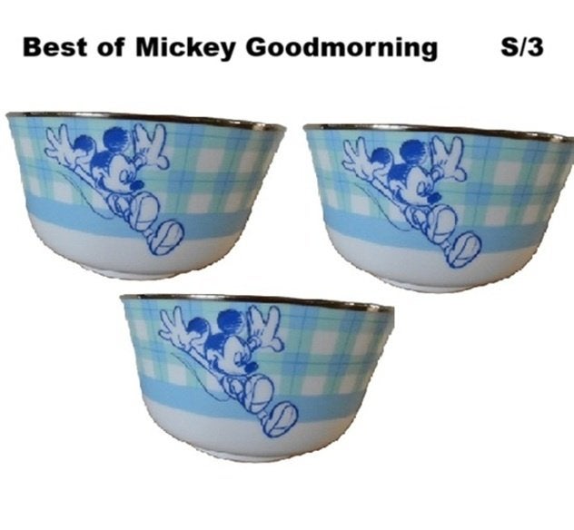 Mickey Mouse Goodmorning Blue 3 schaaltjes Nieuw, Verzenden, Nieuw, Schaal of Schalen, Overige stijlen