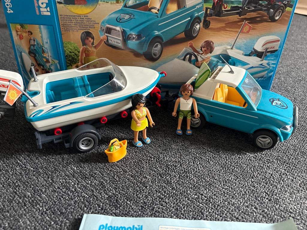Playmobil 6864 Auto met boot en trailer, Kinderen en Baby's, Speelgoed | Playmobil, Ophalen of Verzenden, Gebruikt, Complete set