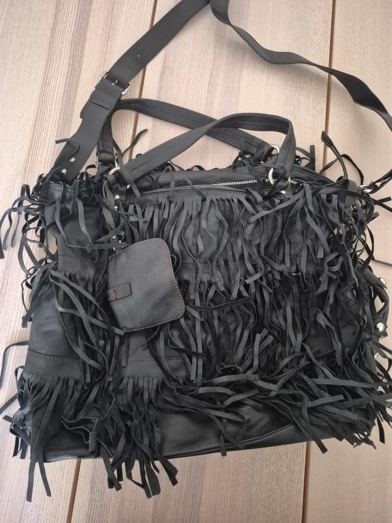 LSL Vera Pelle zwarte leren tas, Ophalen of Verzenden, Zo goed als nieuw, Zwart, Handtas