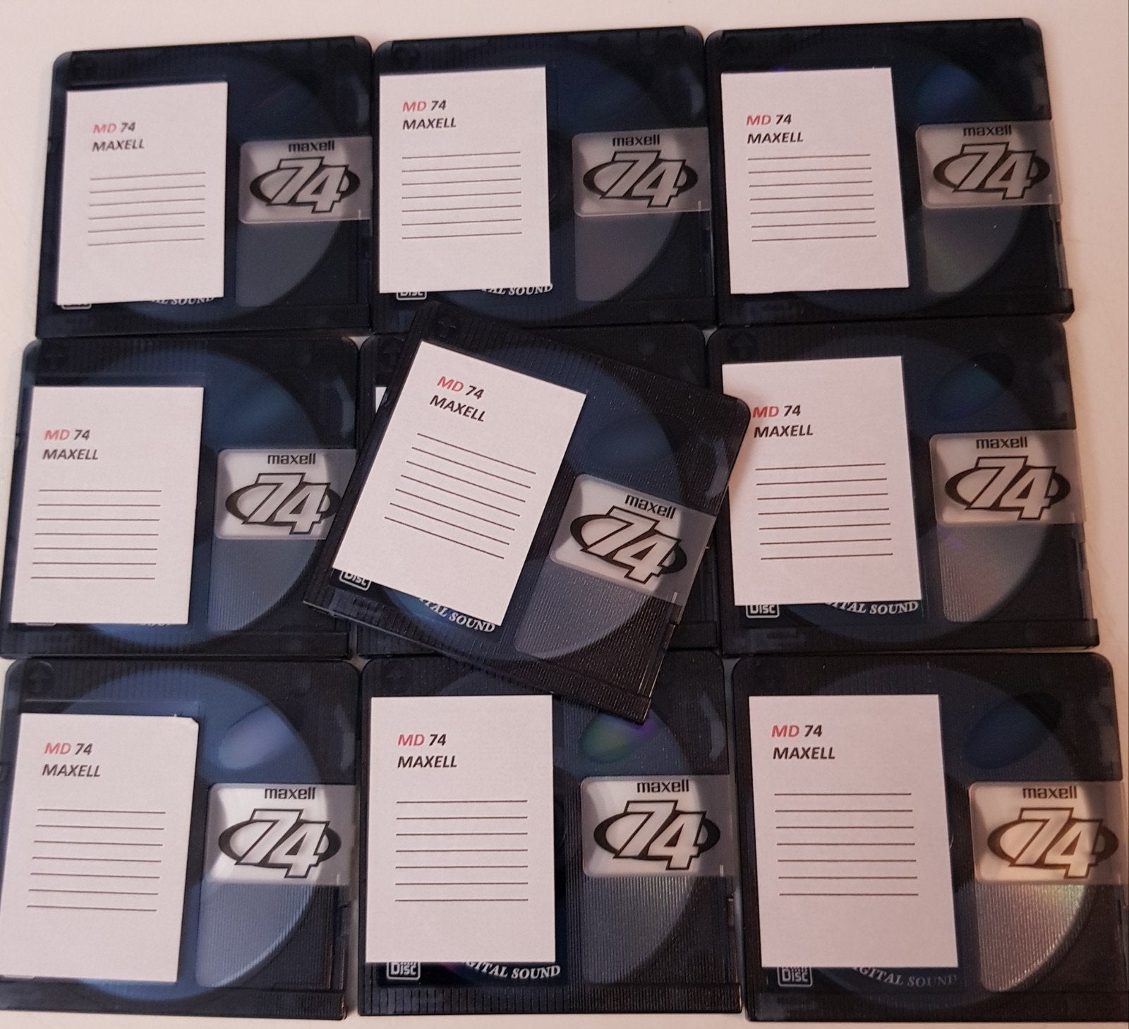 10 Stuks Maxell Minidisc 74 met hoesjes, Verzenden