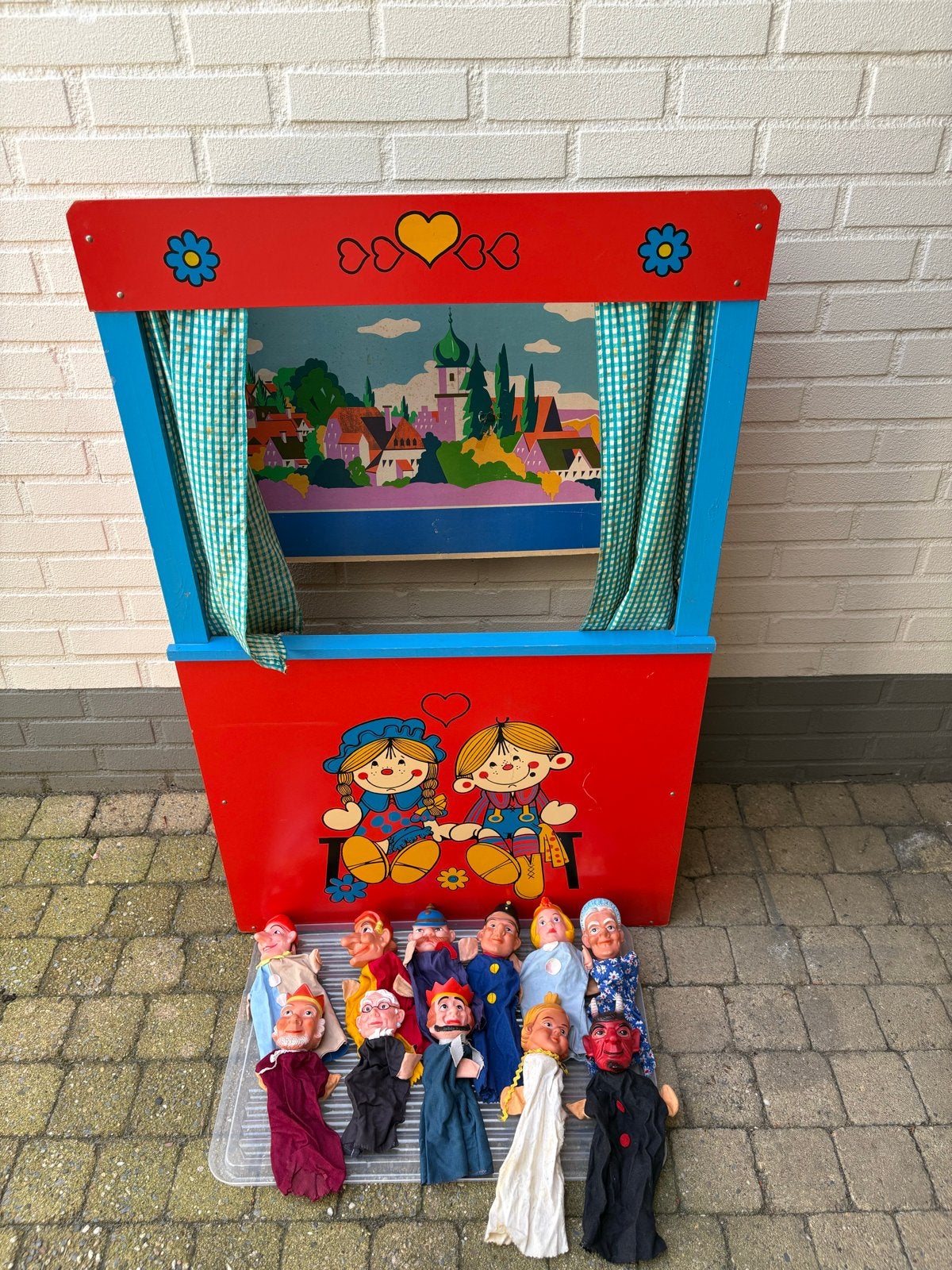 Vintage Poppenkast met 11 Handpoppen - Compleet Speelplezier, Ophalen, Gebruikt, Overige typen