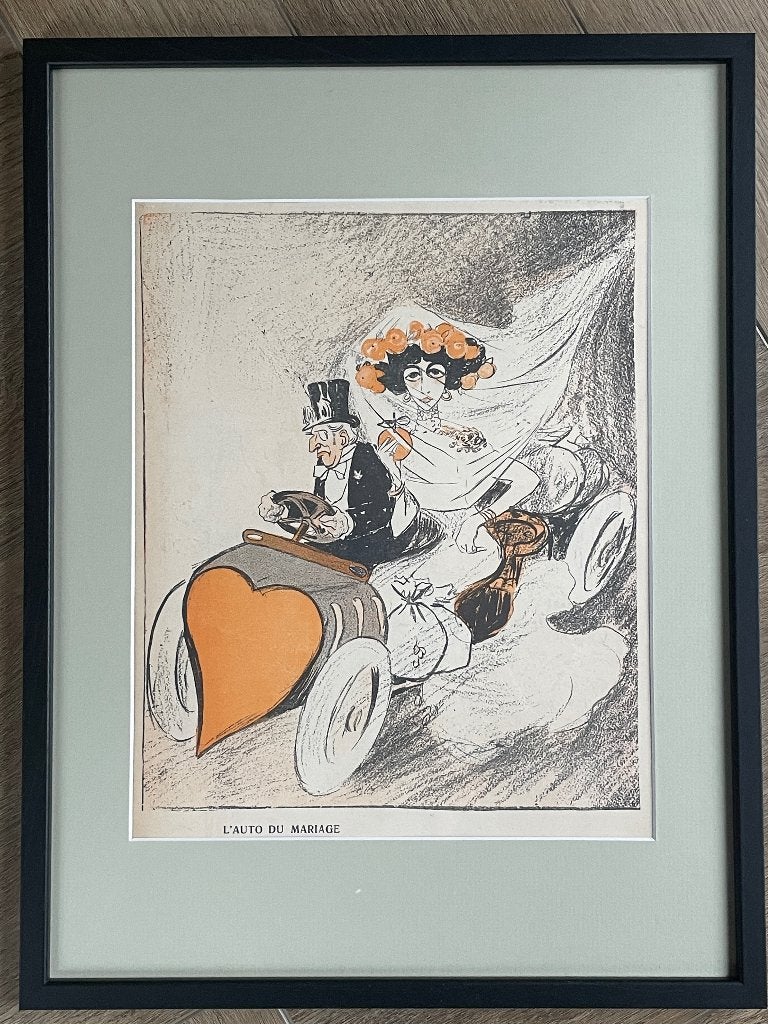 1906! OUDE trouwen prent - retro P0782-01, Ophalen of Verzenden, Lithografie, 1900 - 1949