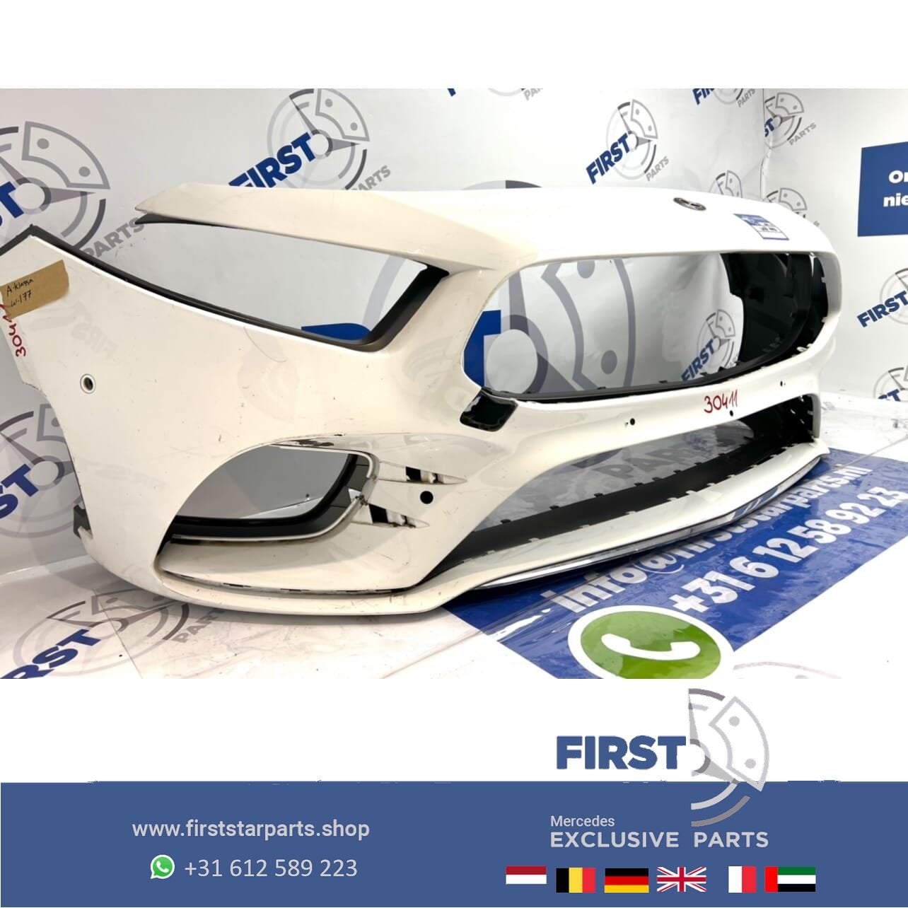 W177 V177 A Klasse AMG Voorbumper WIT Mercedes A Klasse 2018, Gebruikt, -, Voor, Ophalen of Verzenden