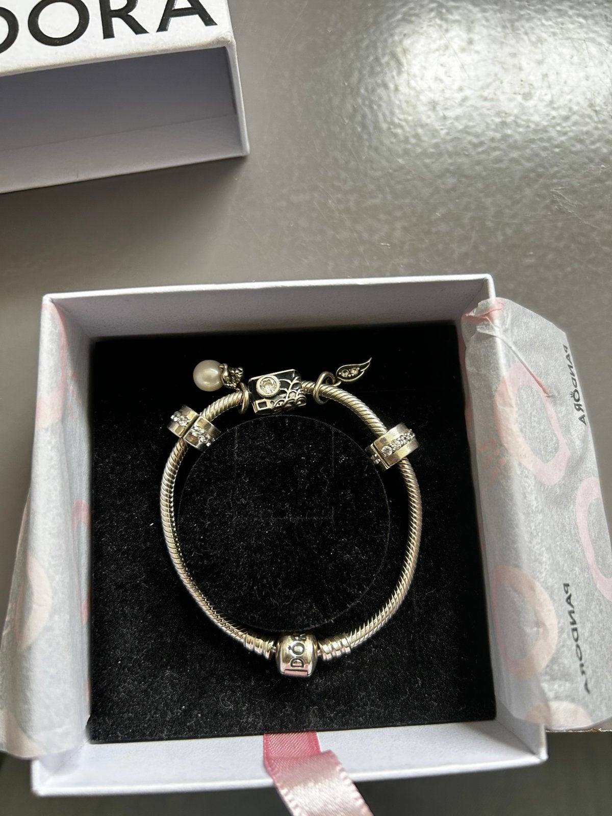 Pandora armband met bedels, Sieraden, Tassen en Uiterlijk, Armbanden, Ophalen of Verzenden, Zo goed als nieuw, Zilver, Zilver