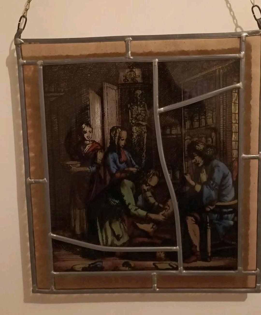 Uniek Glas-in-lood Paneel met Historische Scène, Antiek en Kunst, Ophalen of Verzenden