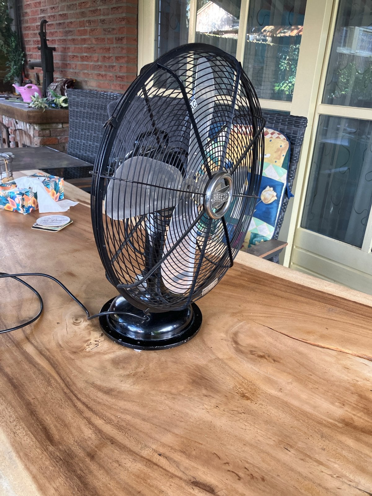 Vintage Breeze Tafelventilator - Zwart, Goede Staat, Ophalen, Zo goed als nieuw, Tafelventilator