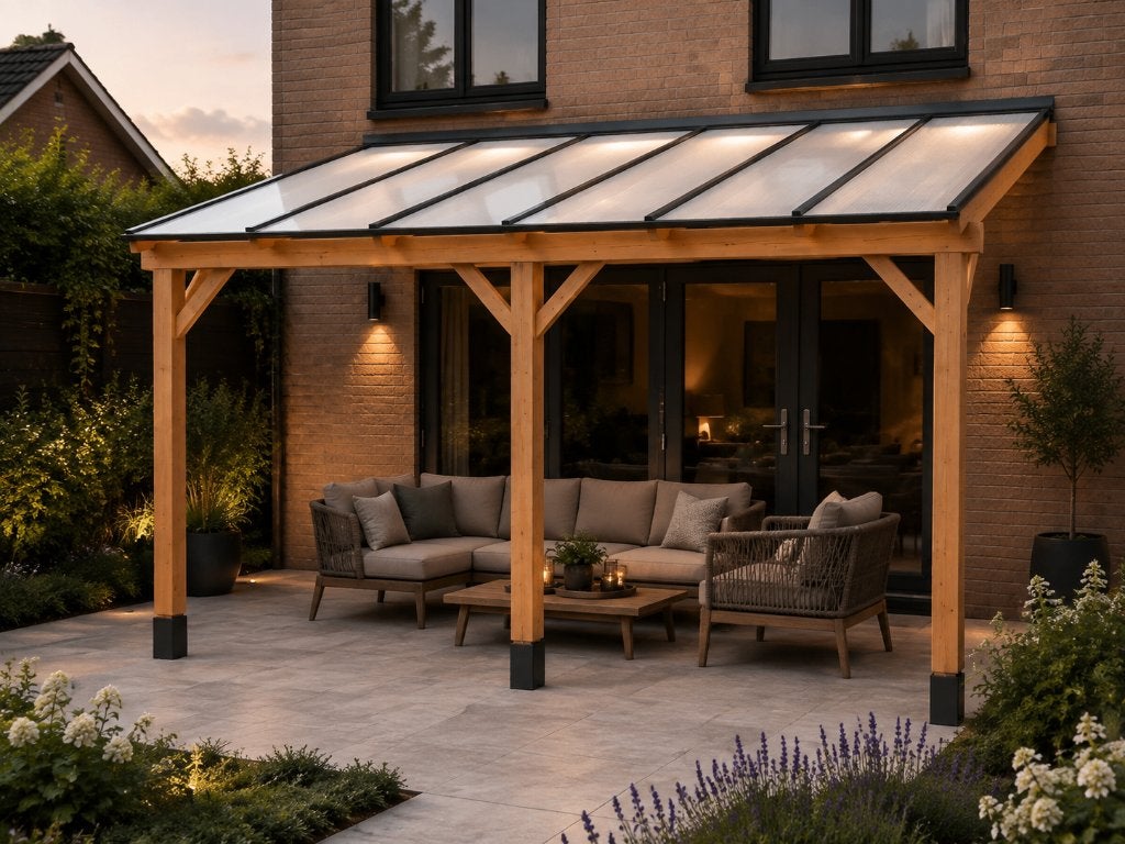 Douglas veranda op maat met glas of polycarbonaat, Ophalen of Verzenden, Nieuw, Veranda