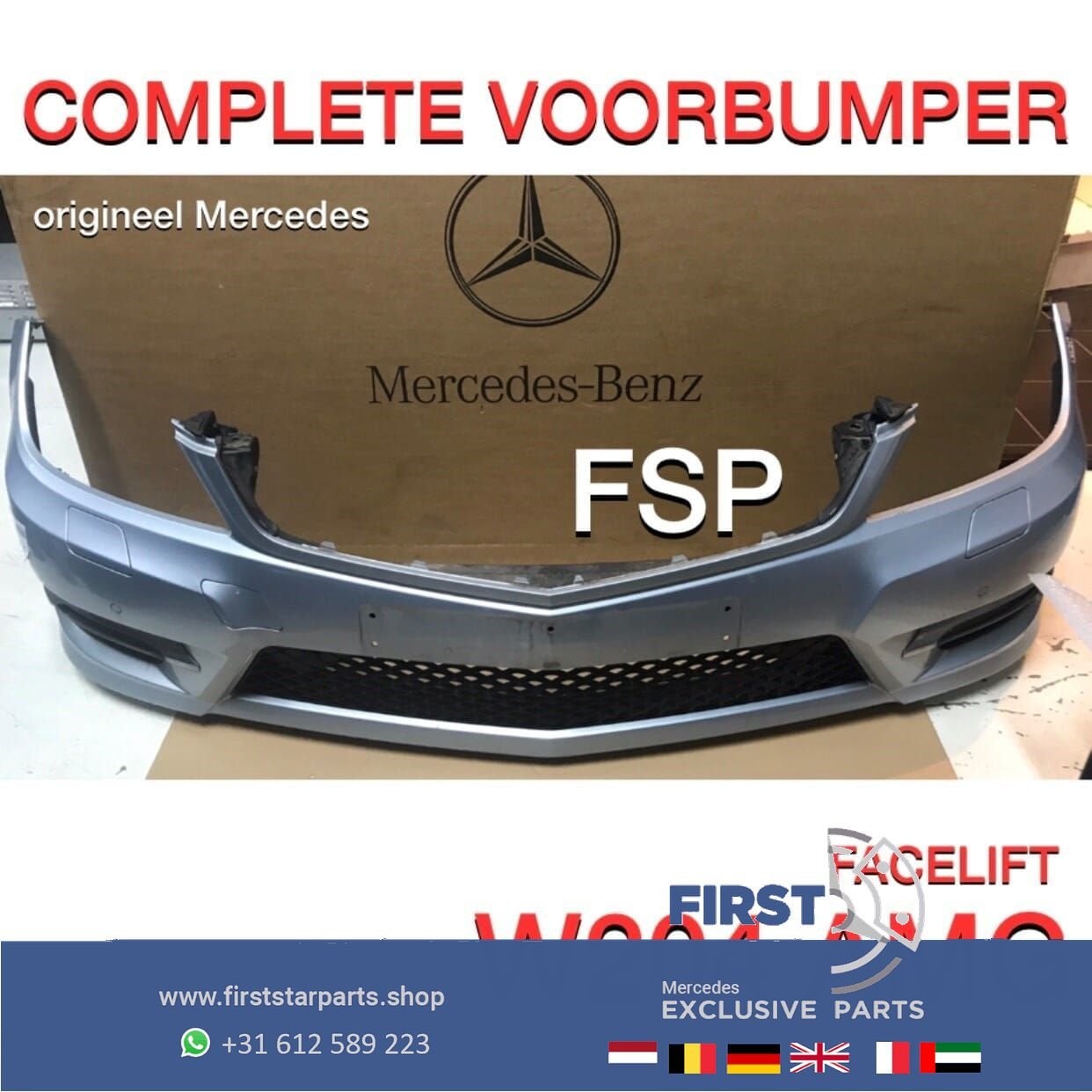 W204 FACELIFT AMG VOORBUMPER COMPLEET origineel Mercedes C K, Gebruikt, -, Voor, Ophalen of Verzenden