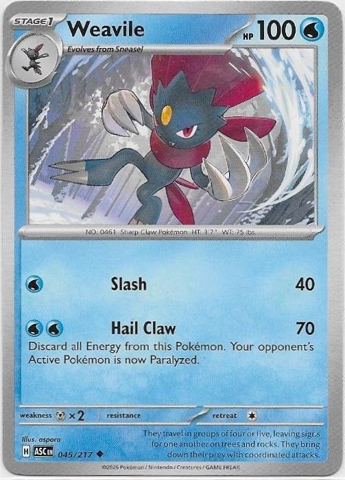 Ascended Heroes,  Weavile [uncommon] 45/217, Verzenden, Nieuw, Losse kaart