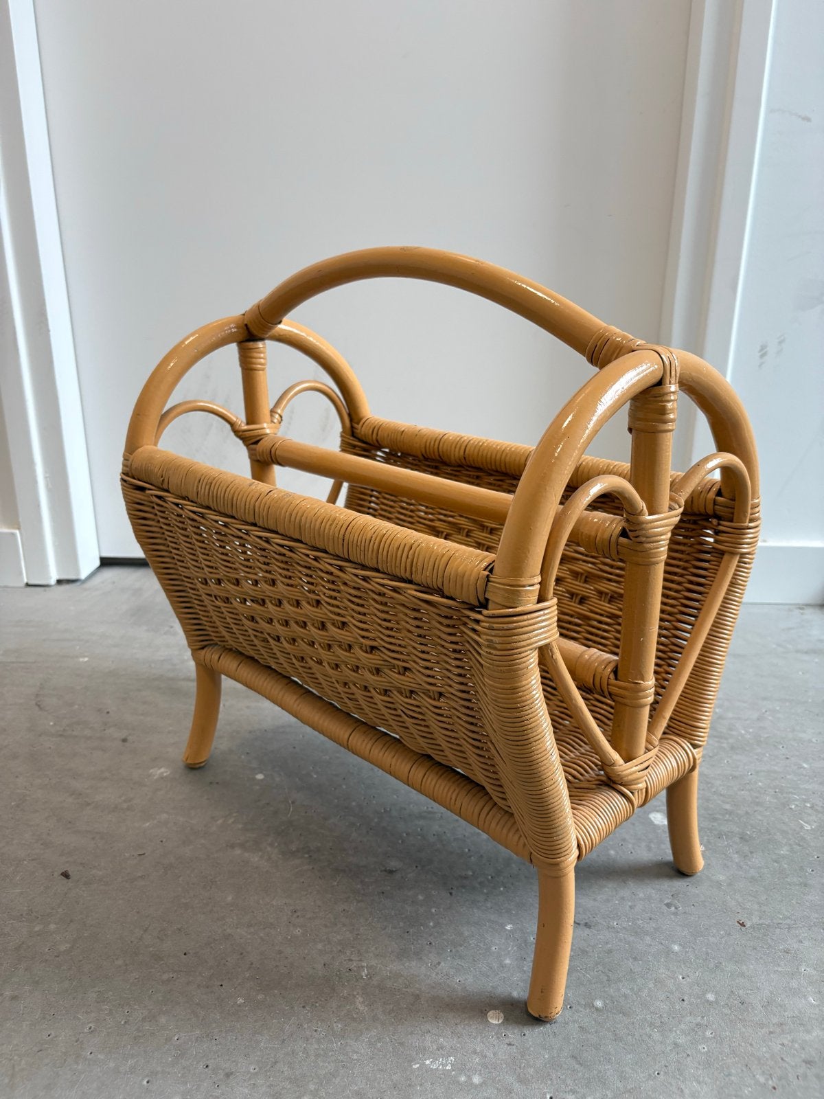 Rotan Bijzettafel / Tijdschriftenrek, Ophalen, Vintage, Gebruikt, Natuurlijk materiaal
