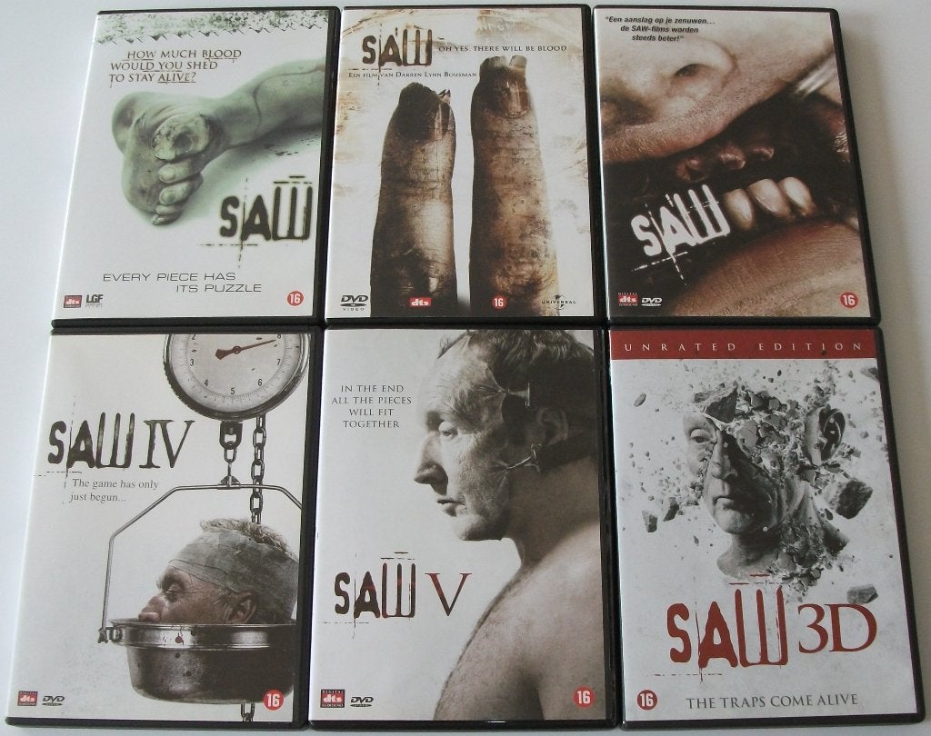 Film-Serie *** SAW *** Deel 1 + 2 + 3 + 4 + 5 + 7, Engels, Vanaf 16 jaar, Nederlands, Ophalen of Verzenden