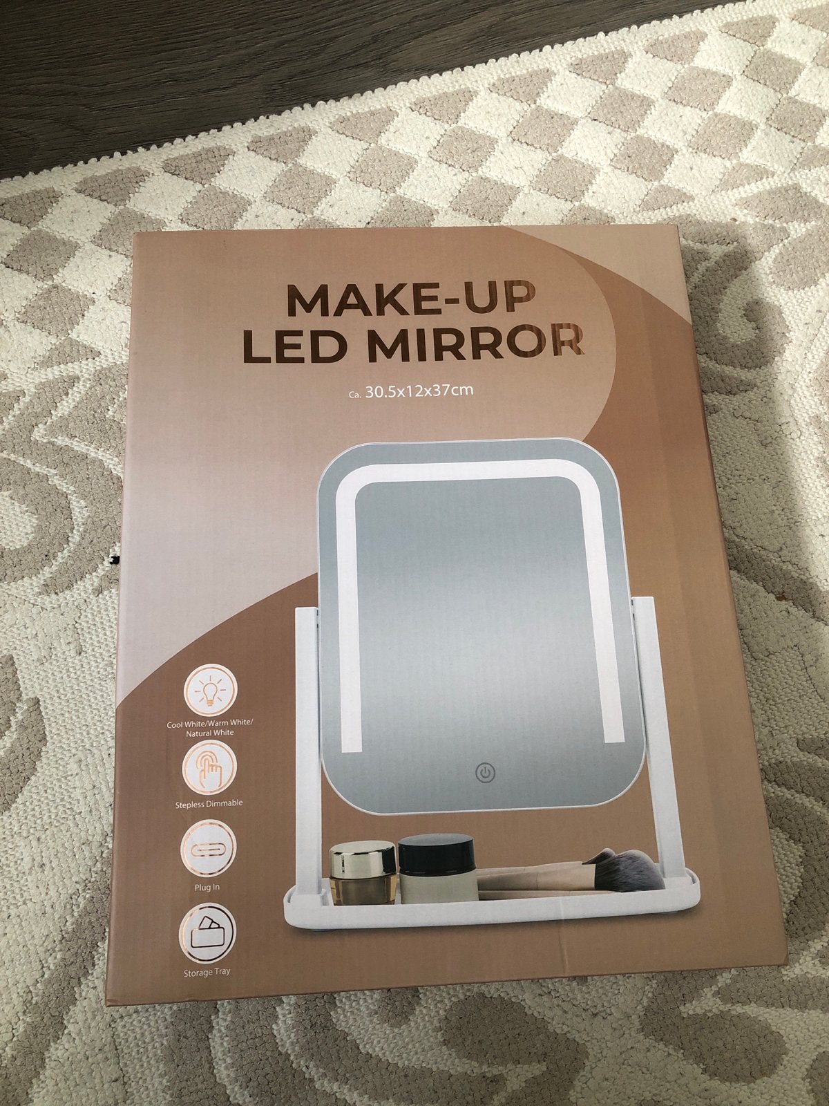 Make-up LED Spiegel met Opslagbakje - Nieuw in Doos, Ophalen of Verzenden, Rechthoekig, Minder dan 50 cm, Minder dan 100 cm