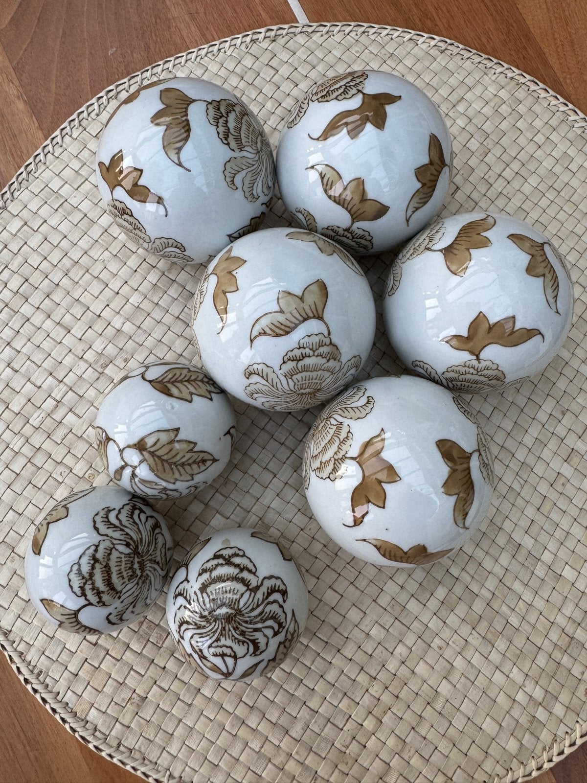 Decoratieve bollen met bloemmotief - Set van 8, Antiek en Kunst, Ophalen