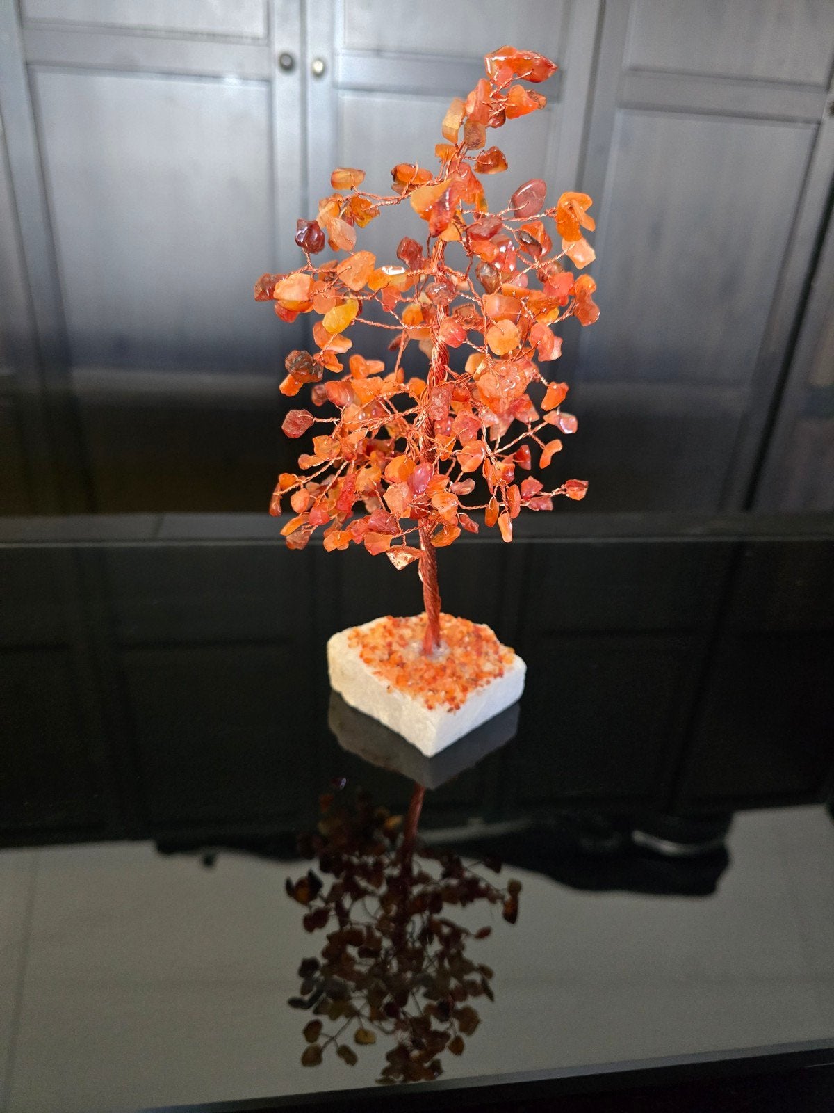 Carneool edelsteen boomojw 23cm, Overige stijlen, Ophalen of Verzenden, Zo goed als nieuw, Oranje