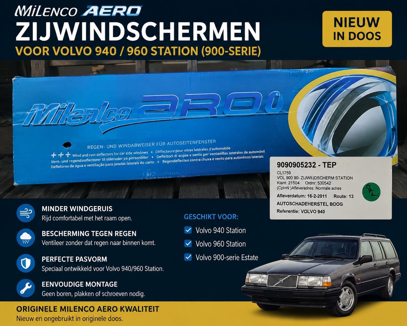 Volvo 940 / 960 zijwindschermen, Ophalen of Verzenden