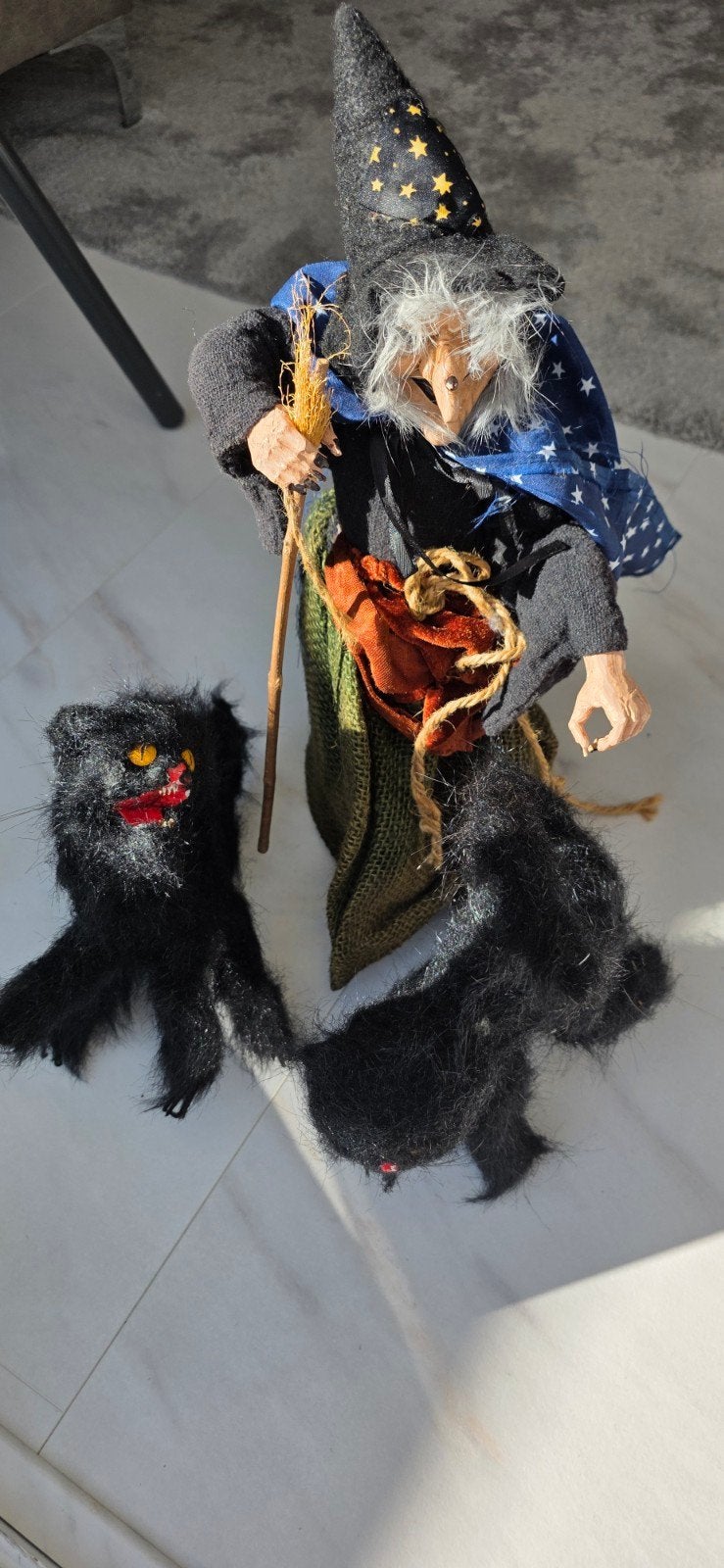 Halloween Heks Decoratie met Katten, Ophalen of Verzenden, Gebruikt, Versiering, Halloween of Griezel