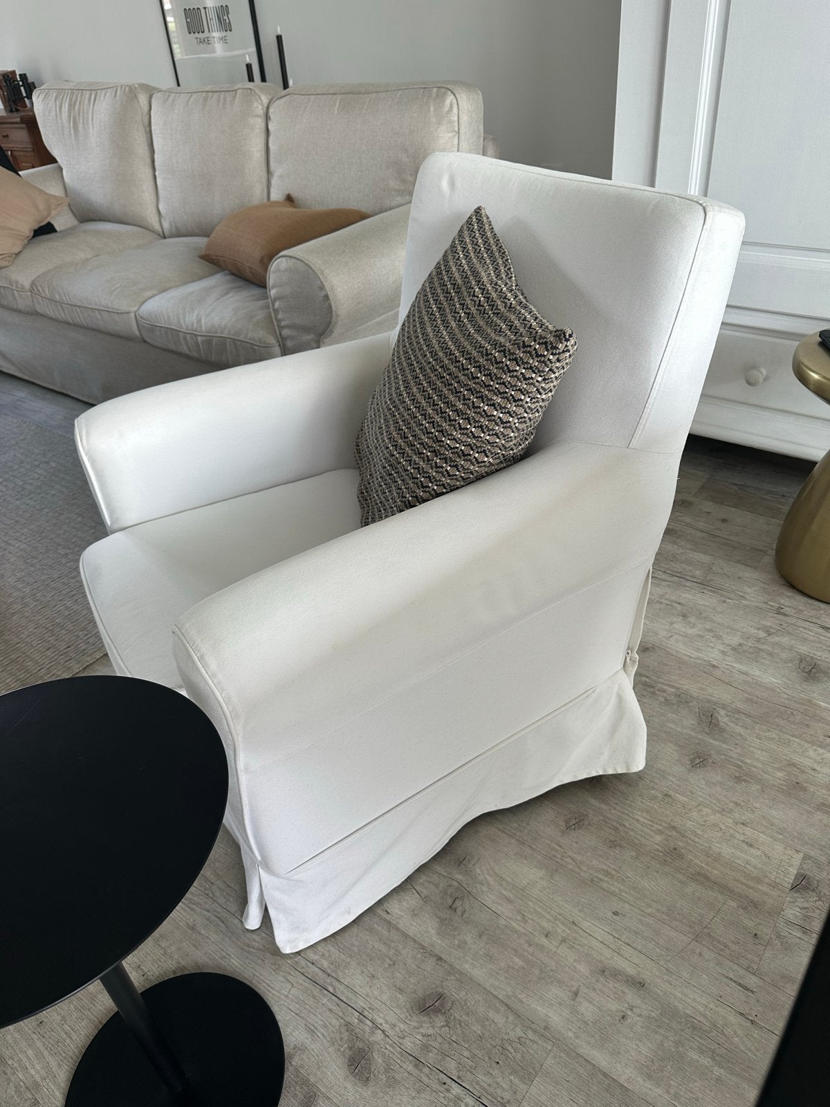 Comfortabele witte fauteuil met afneembare hoes, Ophalen of Verzenden, Gebruikt, Stof, 75 tot 100 cm