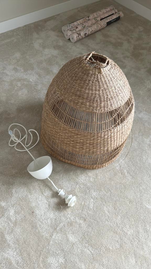 Rieten lamp Ikea, Ophalen of Verzenden, Zo goed als nieuw, Rond