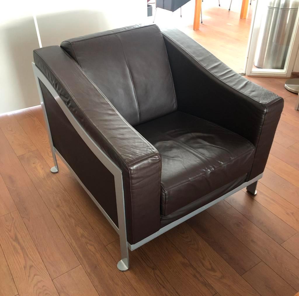 Fauteuil, Gerard van den Berg Design., Huis en Inrichting, Fauteuils, Gebruikt, Leer, 50 tot 75 cm, 75 tot 100 cm, Ophalen of Verzenden