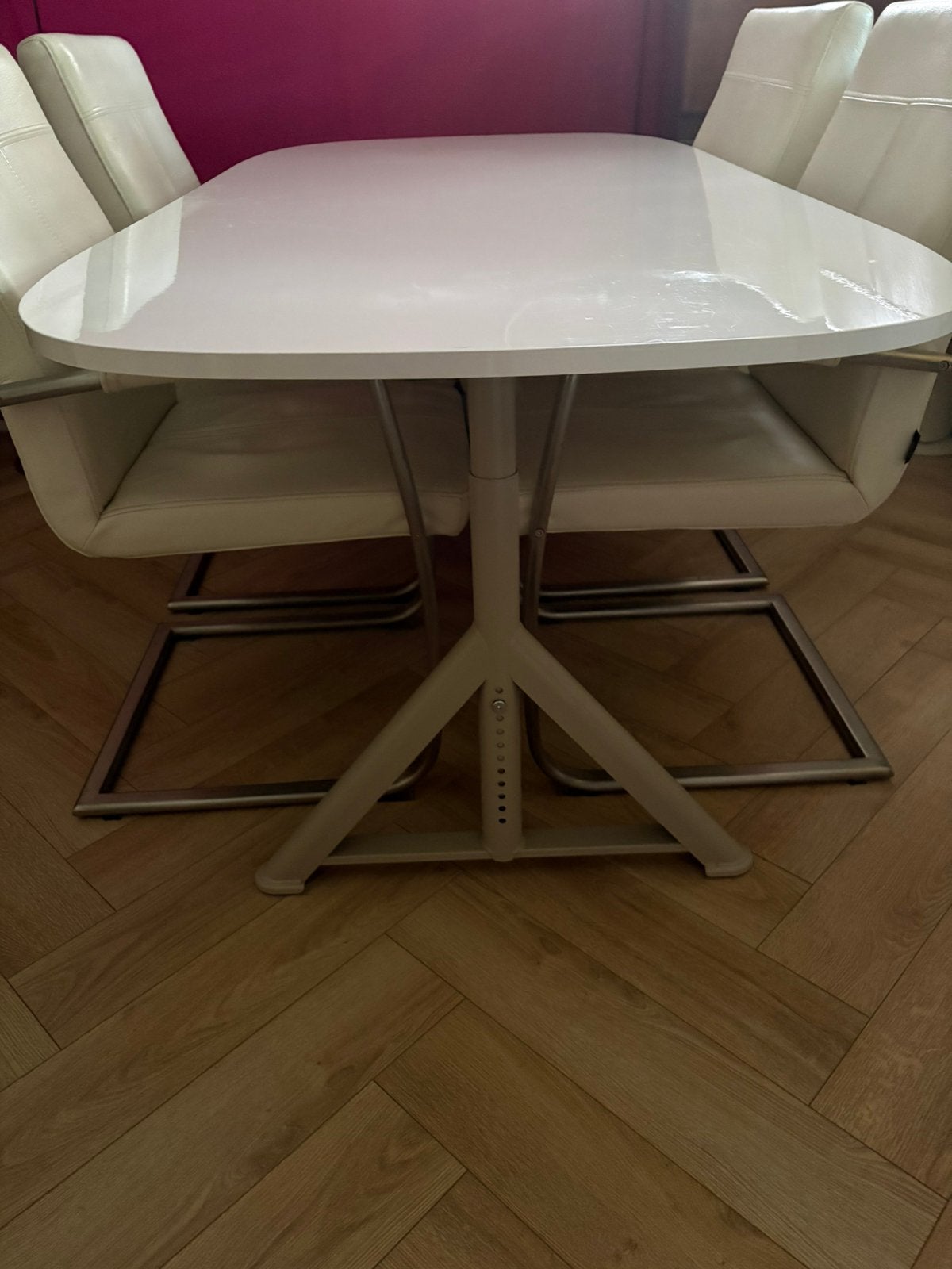 Prachtige Deens ovale eettafel wit, Huis en Inrichting, Tafels | Eettafels, Gebruikt, 50 tot 100 cm, 200 cm of meer, Ovaal, Ophalen