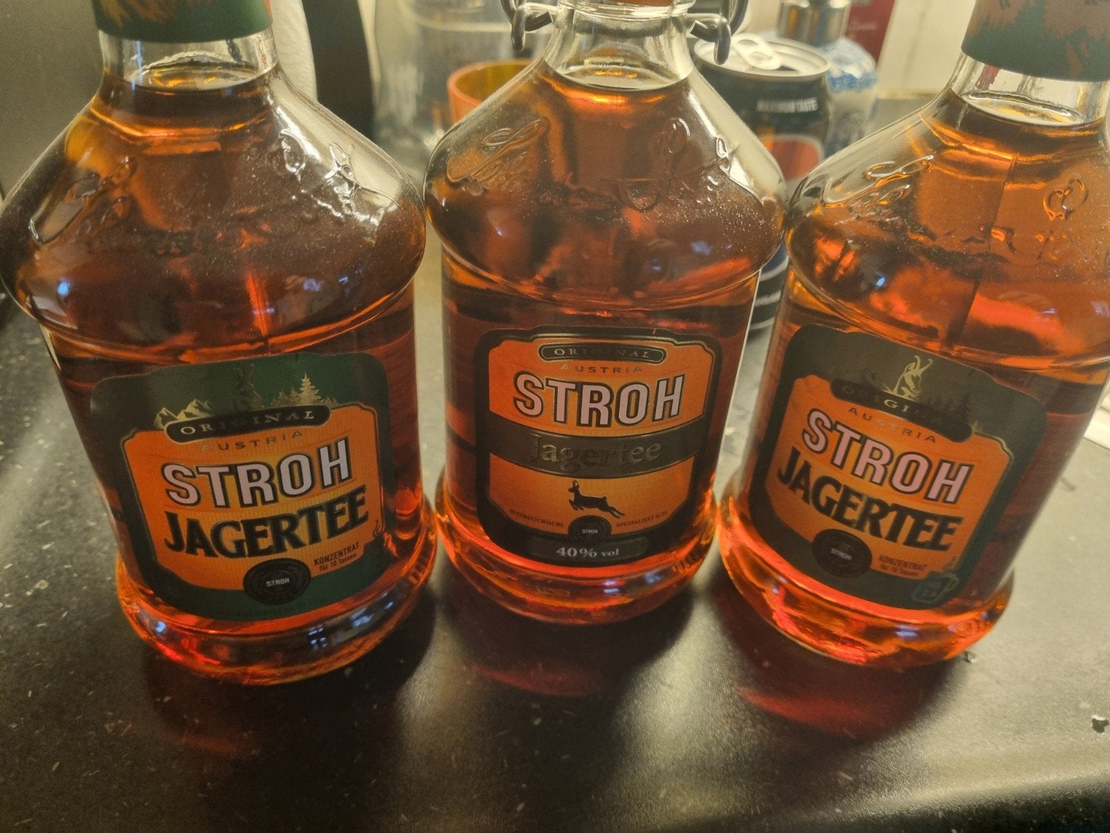 3 flesjes stroh jagertee 0.5, Verzamelen, Ophalen of Verzenden, Frankrijk, Rode wijn