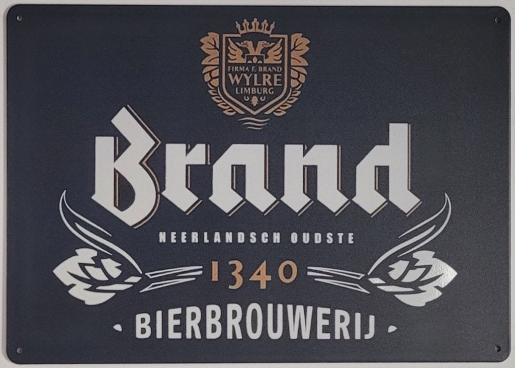 Brand Bier brouwerij logo reclamebord van metaal wandbord, Ophalen of Verzenden, Nieuw, Reclamebord, Plaat of Schild, Overige merken