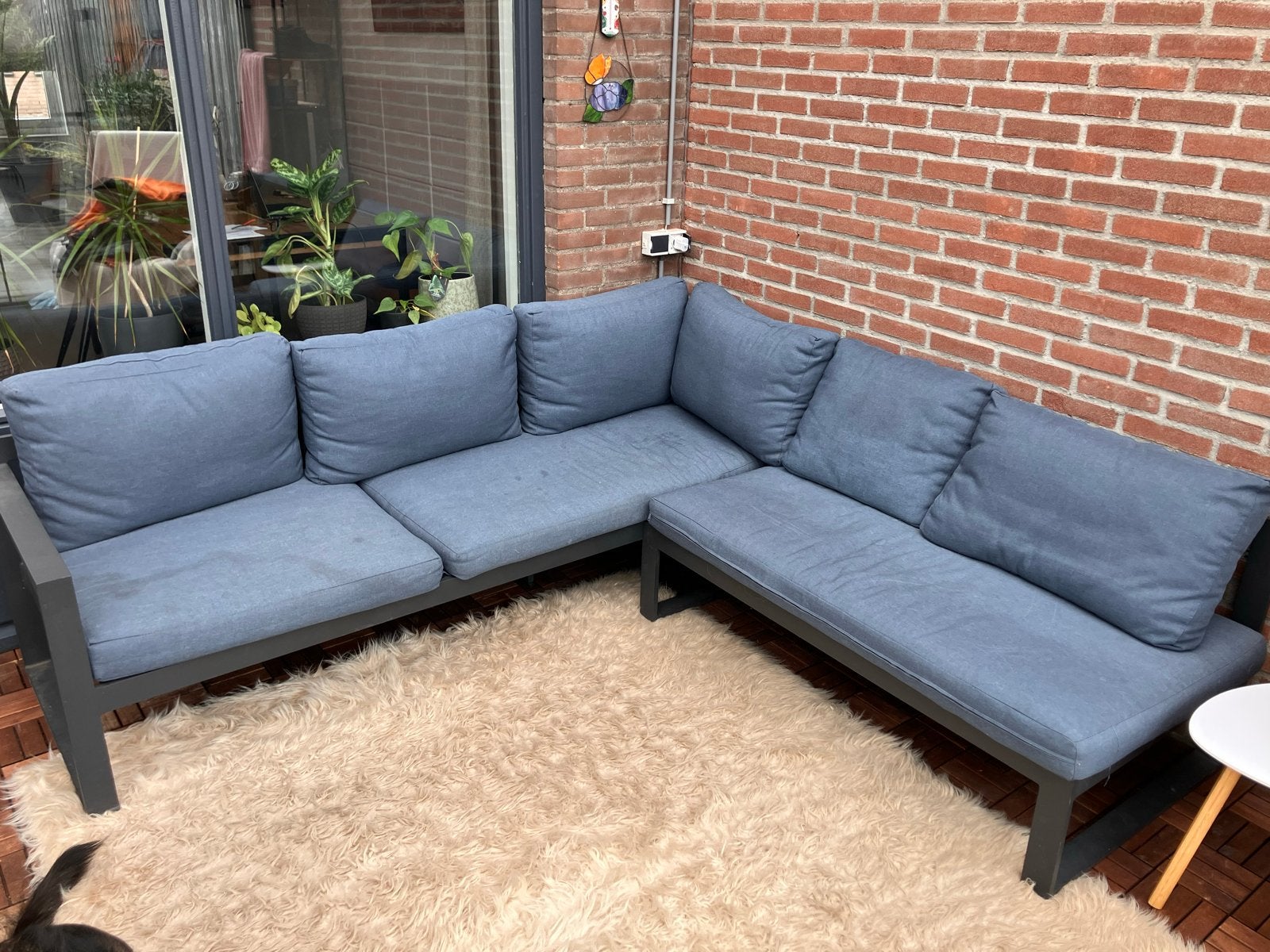 Loungebank met verstelbaar liggedeelte - 214x210x42, Ophalen, Gebruikt, Meer dan 8 zitplaatsen, Aluminium