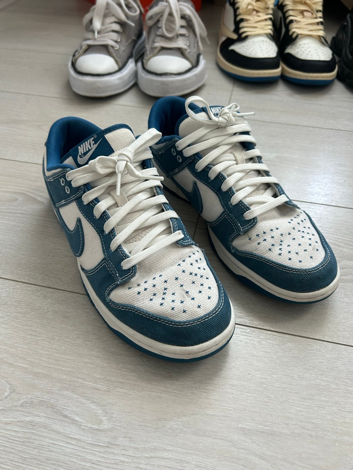 Nike Dunk Low Sashiko Industrial Blue Maat 44, Kleding | Heren, Schoenen, Ophalen of Verzenden, Zo goed als nieuw, Blauw, Sneakers of Gympen