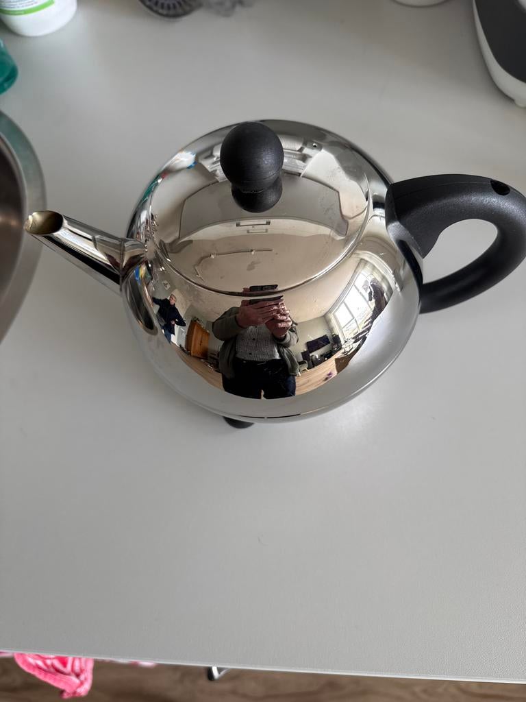 Bredemeijer Hilversum Holland Duet theepot, Theepot/fluitketel, Gebruikt, Bredemeijer, Zilver