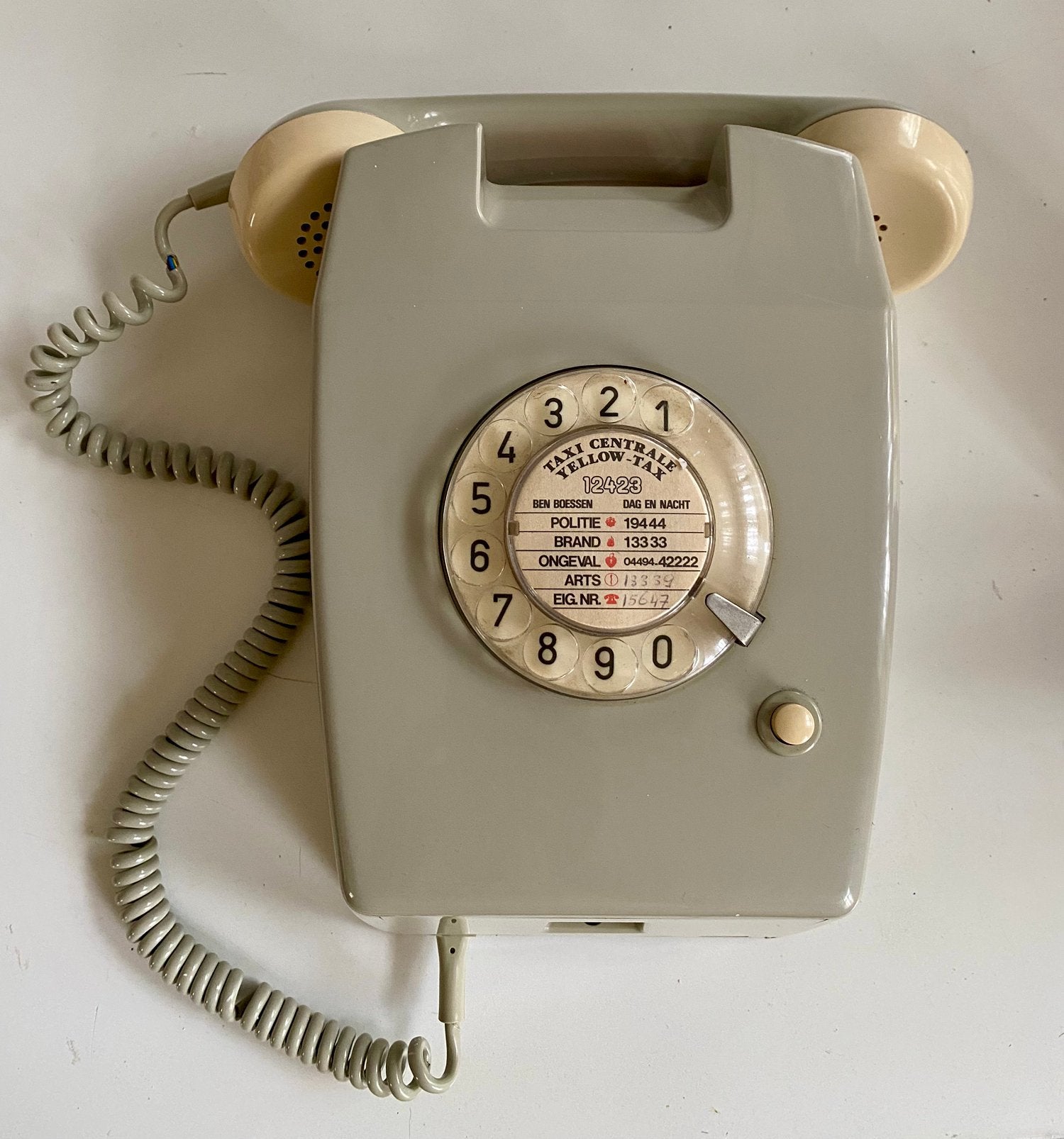 Oude PTT wandtelefoon W65 grijs draaischijf izgs, Ophalen of Verzenden, Gebruikt, Met draaischijf
