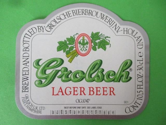 bieretiket Grolsch 15-4 (C20), Ophalen of Verzenden, Gebruikt, Overige typen, Grolsch