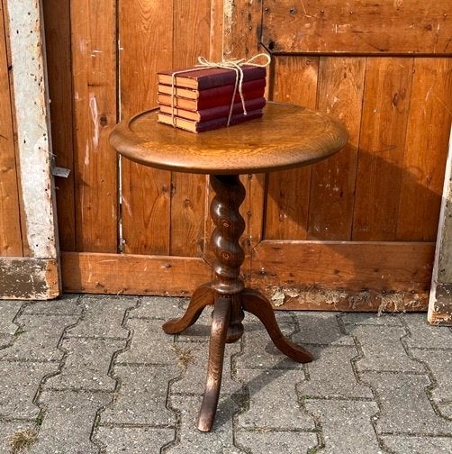 Wijntafel bijzettafel haltafel hout Ø 45 cm hoogte 56 cm, Huis en Inrichting, 45 tot 60 cm, Minder dan 55 cm, Gebruikt, Rond