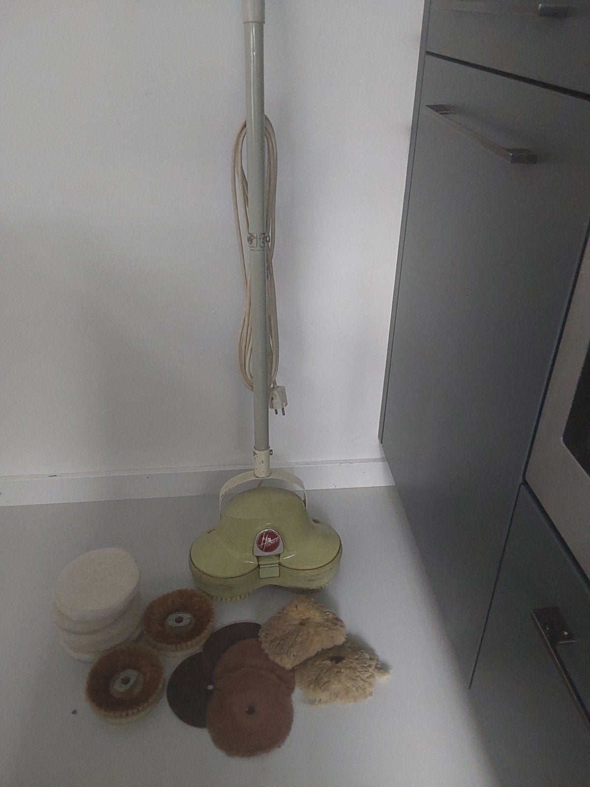 Vintage Hoover Vloerboenmachine met accessoires, Overige merken, Gebruikt, Ophalen of Verzenden, Vloerreiniger