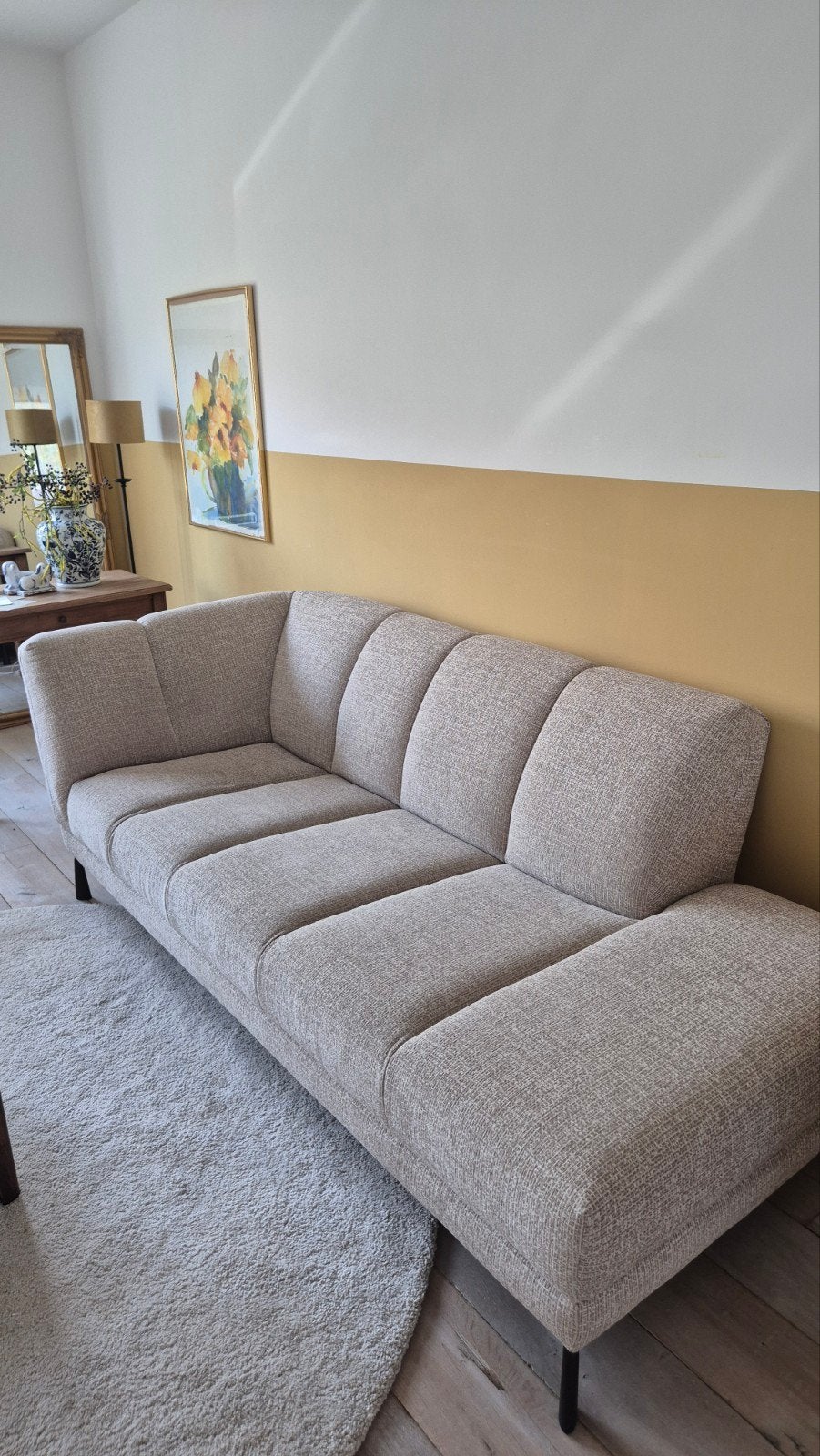 Comfortabele hoekbank - 200cm breed, hoge rugleuning, Ophalen of Verzenden, Gebruikt, 150 cm of meer, Vierpersoons of meer