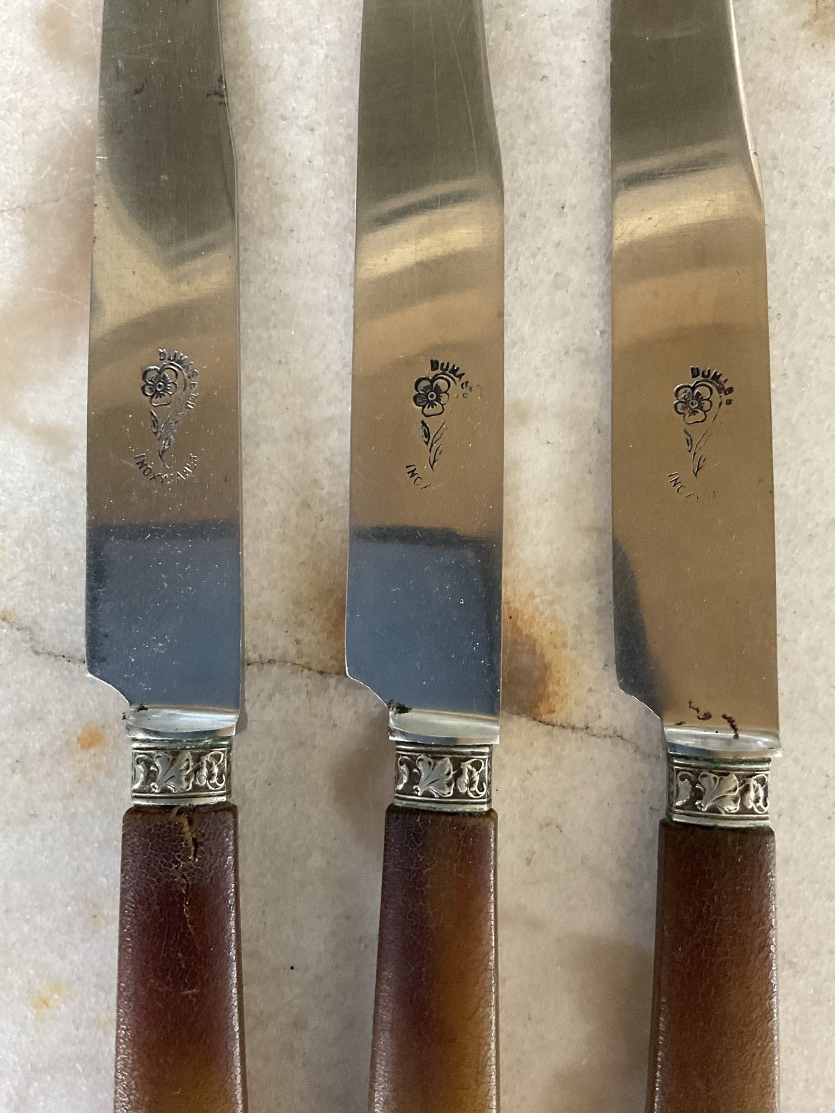 Set van 3 oude tafelmessen Dumas, Ophalen of Verzenden