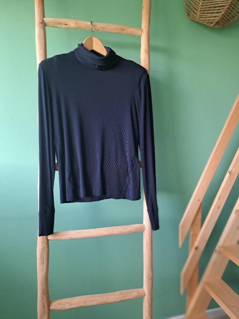 Vanilia top met col darkest blue maat 42, Vanilia, Maat 42/44 (L), Zo goed als nieuw, Lange mouw