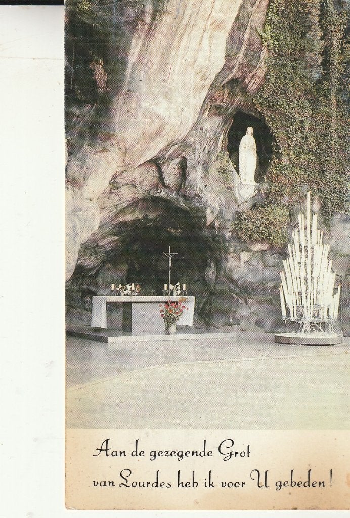 Vintage Lourdes Gebedskaart - Heilige Maagd, Ophalen of Verzenden, Gebruikt, Kaart of Prent, Christendom | Katholiek