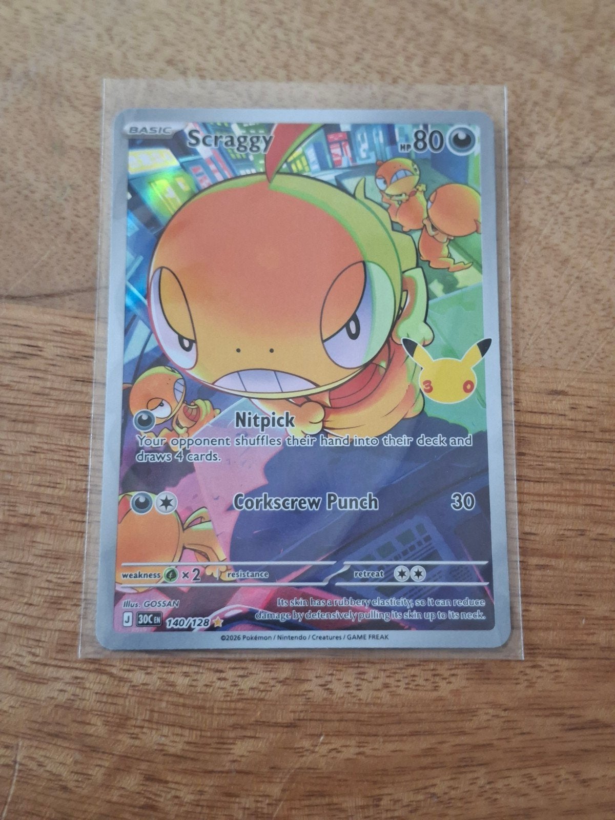 Pokemon kaart 140/128 Scraggy, Ophalen of Verzenden, Zo goed als nieuw