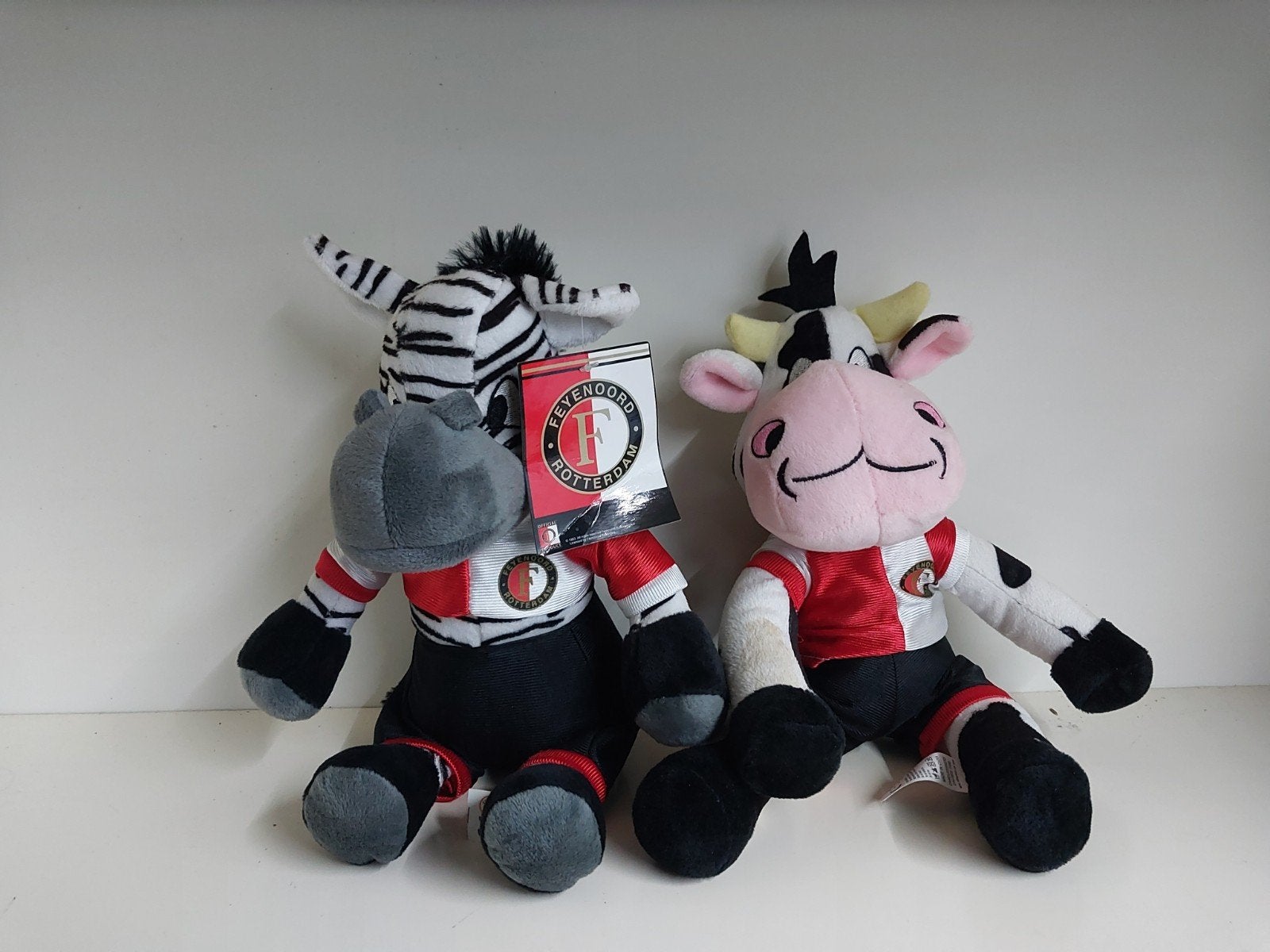 Feyenoord knuffels: Zebra en Koe - Voor de liefhebber!, Gebruikt, Overige merken, Overige karakters, Overige typen
