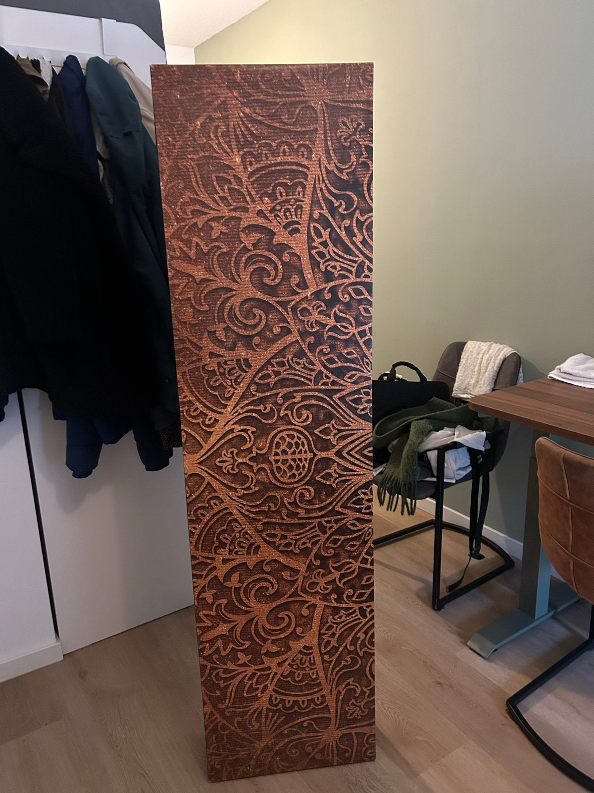 Decoratief kamerscherm met Oosters patroon - 230 cm breed, Ophalen, Gebruikt, Bruin, Oosters