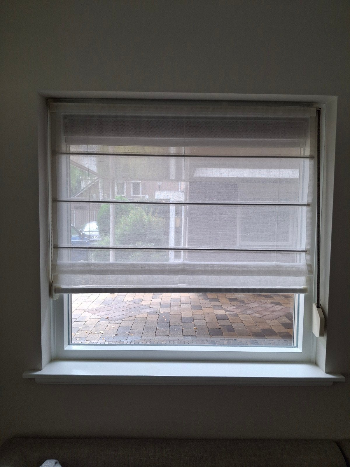 Lichtdoorlatend vouwgordijn - Crème/Beige, Ophalen, Gebruikt, 100 tot 150 cm, 100 tot 150 cm