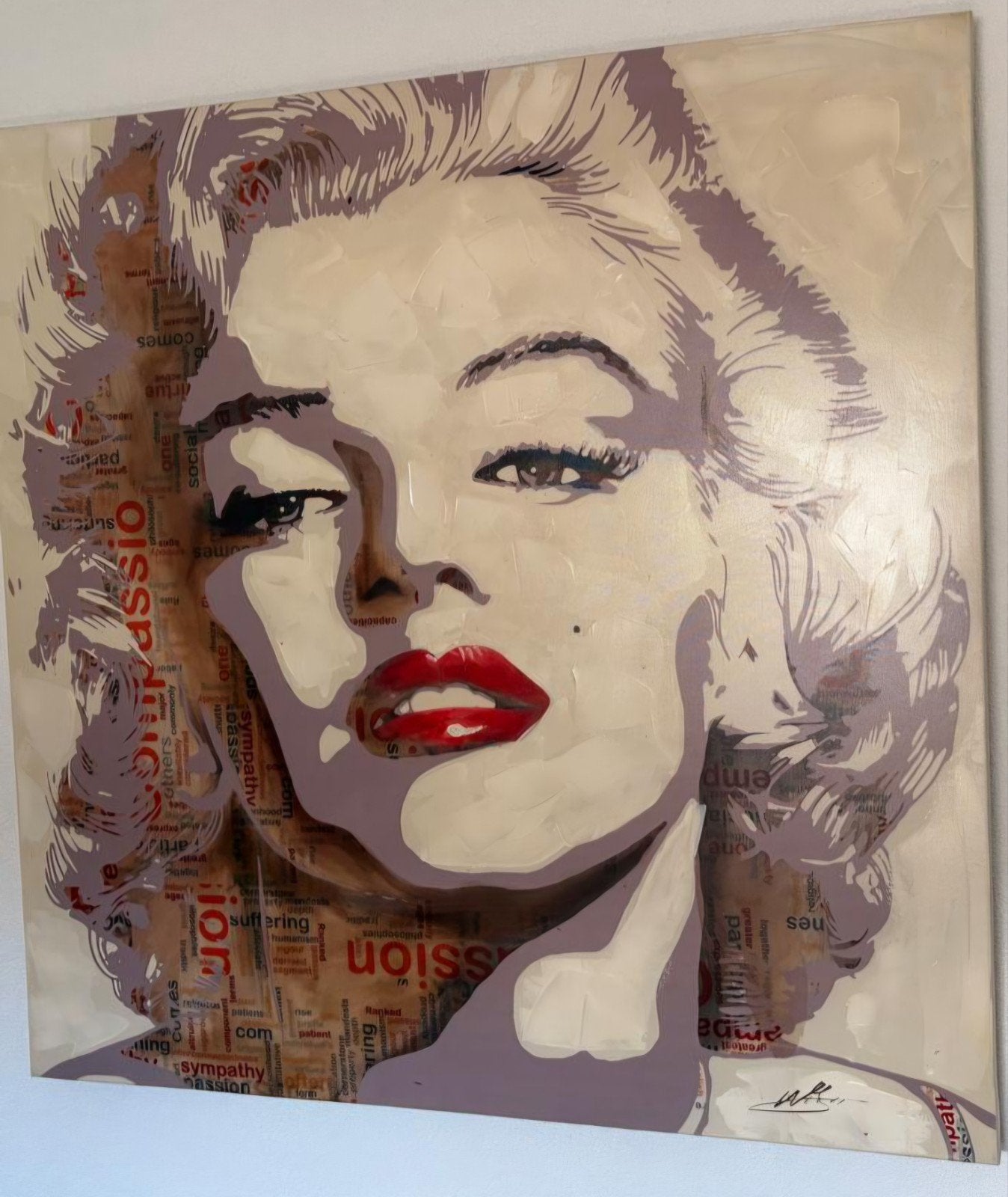 Marilyn Monroe 100 x 100cm, nette staat!, Acrylverf, Ophalen of Verzenden, Handgeschilderd, Portret