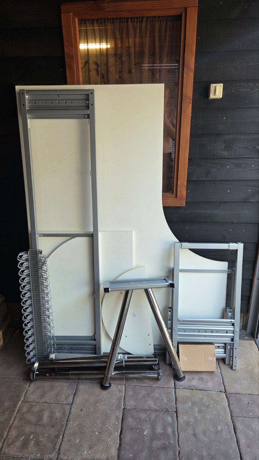Ikea Galant bureau: 6 chromen poten + 3 extra uitbouwstukken, Ophalen, Gebruikt, 100 tot 150 cm, 200 cm of meer