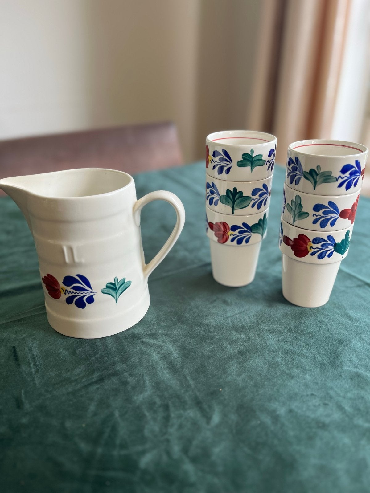 Nieuwe Boerenbont Melkbekers - Set van 6, Ophalen, Keramiek, Landelijk/Boerenbont, Nieuw