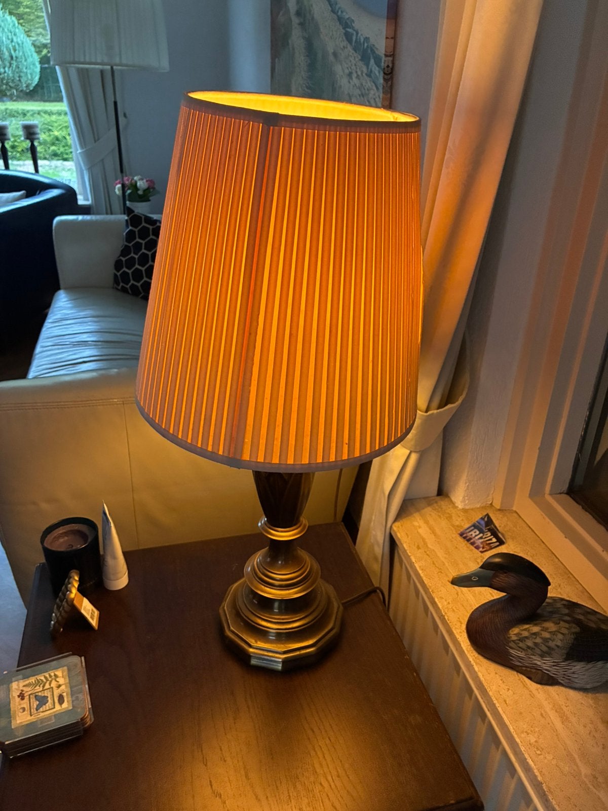 Tafel lamp van messing voetstuk, Ophalen, Met schakelaar, Gebruikt, 80 cm