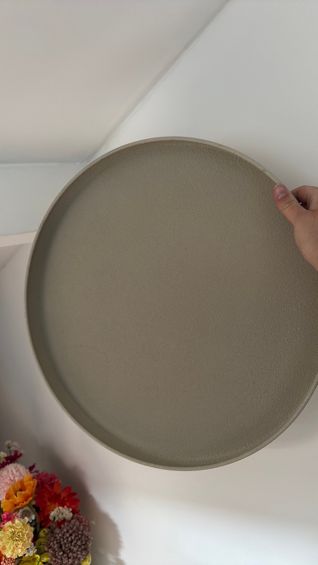 Beige dienblad, Ophalen, Zo goed als nieuw, Rond, Hout