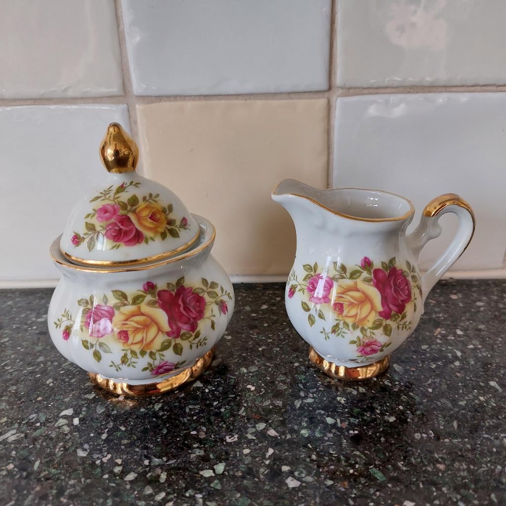 Suikerpotje en melkkannetje Bavaria Germany - vintage, Antiek en Kunst, Antiek | Servies los, Ophalen of Verzenden