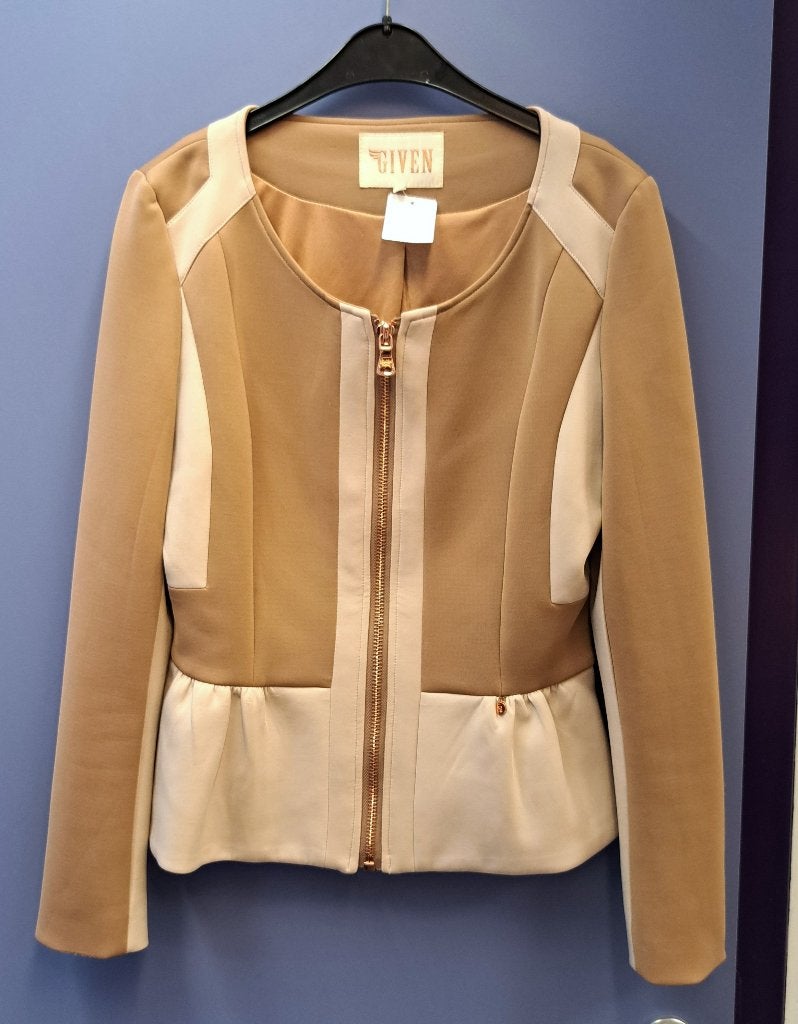 Josh V blazer creme + caramel + gouden rits Novalty M 46713