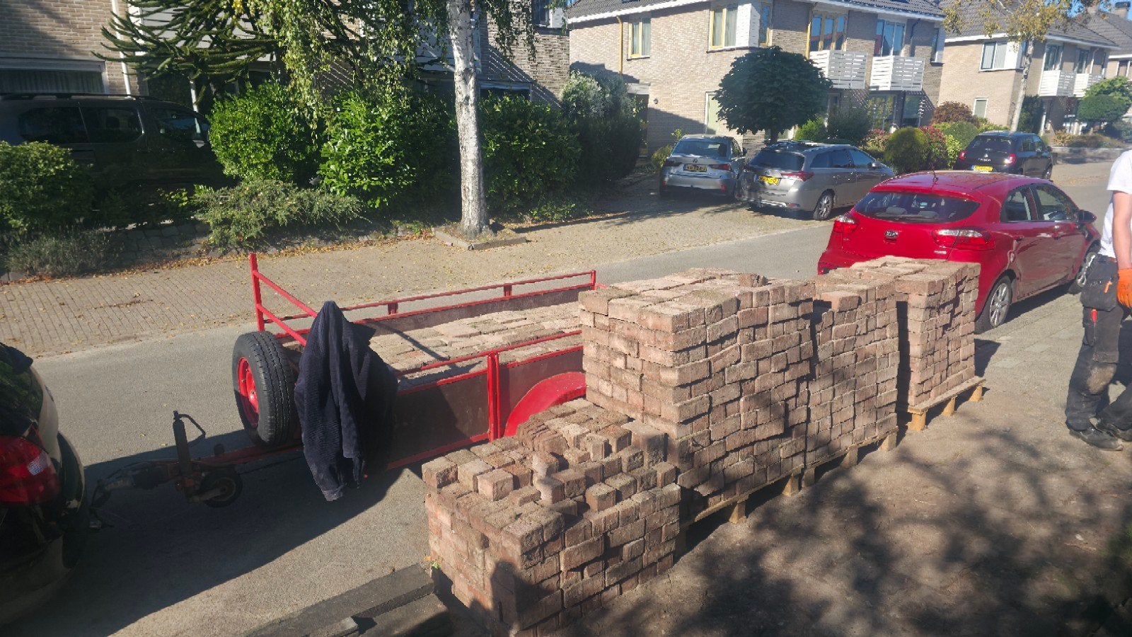 Gratis Rode Klinkers - 8cm dik, +/- 50m2, Tuin en Terras, Ophalen, Gebruikt, Klinkers, Natuursteen